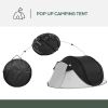 Outsunny Pop Up Tent with Porch and Carry Bag, 3000mm Waterproof, for 2-3 People Camping Hiking, Black