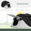 Outsunny Pop Up Tent with Porch and Carry Bag, 3000mm Waterproof, for 2-3 People Camping Hiking, Black