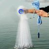 8ft Radius Fishing Cast Net Bait Trap Easy Throw Heavy Duty Hand Cast Net with Chain Sinker Bottom Spread