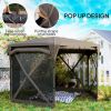 Outsunny 11 x 11ft Pop Up Gazebo Screen Tent with Removable Roof Cover, Roll-up Wind Panels for Camping, Backyard, Brown