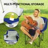 Outsunny Padded Camping Chair for Adults, Portable Folding Camping Chair with Side Pockets, Cup Holders, Carry Bag, Light Gray