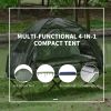 Outsunny Folding Camping Cot for Adults All-in-One Elevated Tent with Sleeping Bag Thick Air Mattress Portable Single Bed