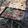 BBQ Swing Hanging Campfire Cooking Rack with Adjustable Iron Grill Grates,Foldable Campfire Cooking Rack with Hooks and Accessories for BBQ Picnic