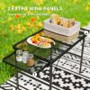 Outsunny Folding Camping Table, 4.5ft Portable Table with 2 Wing Panels, Height Adjustable Metal Picnic Table